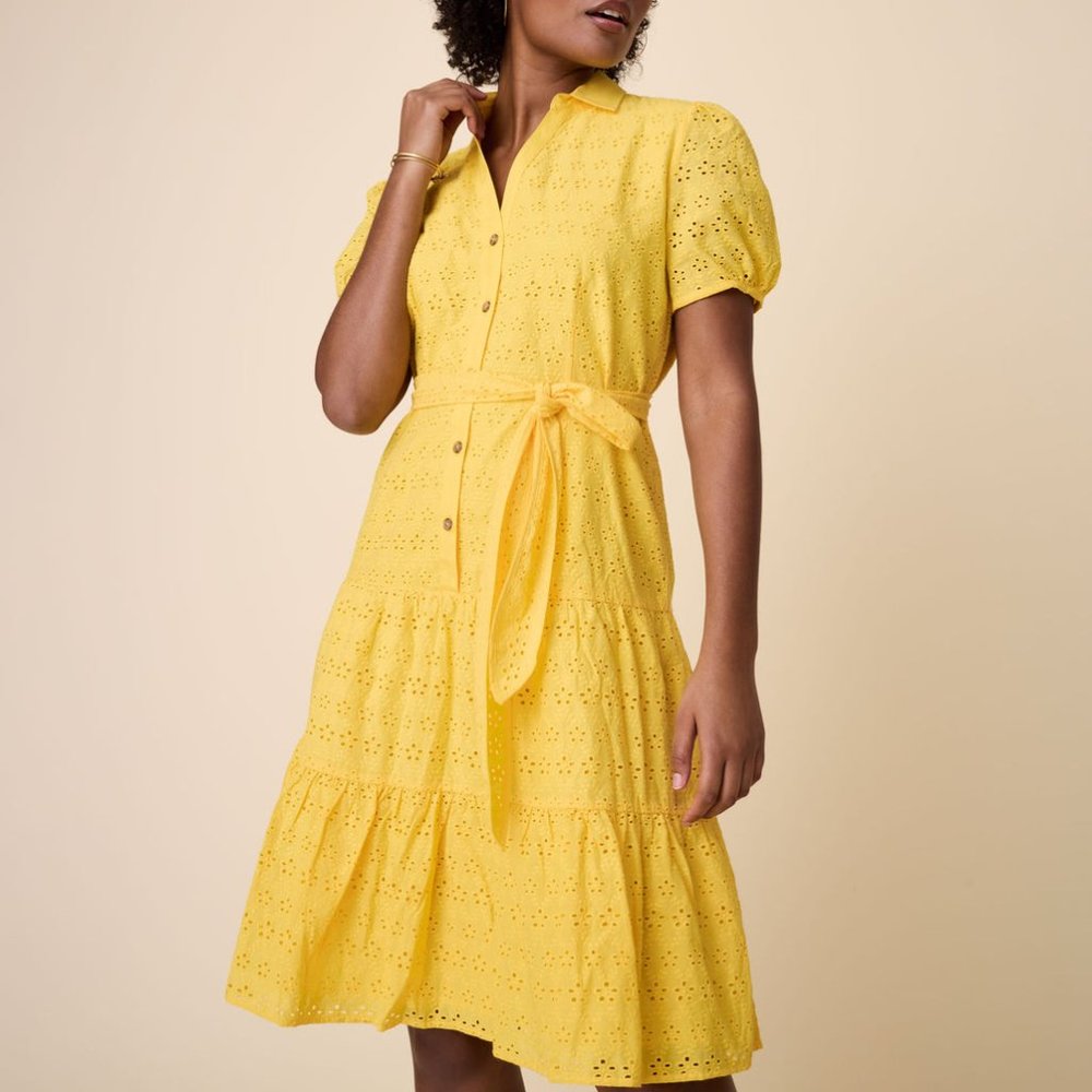 Untiuckit Size 2 Cotton Eyelet Drop Waist Short Sleeve Dress